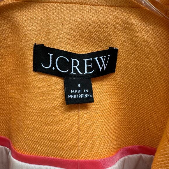 J.Crew Helena Blazer Stretch Linen Blend Orange Size 4 NWT Classic Work Summer - Picture 9 of 10